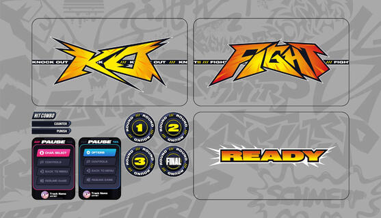 SHOT ONE FIGHTERS - Round markers, start screens, pause menu, misc. assets