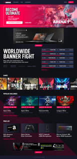 ULTIMATE GAMER ARENA App - "Home" section